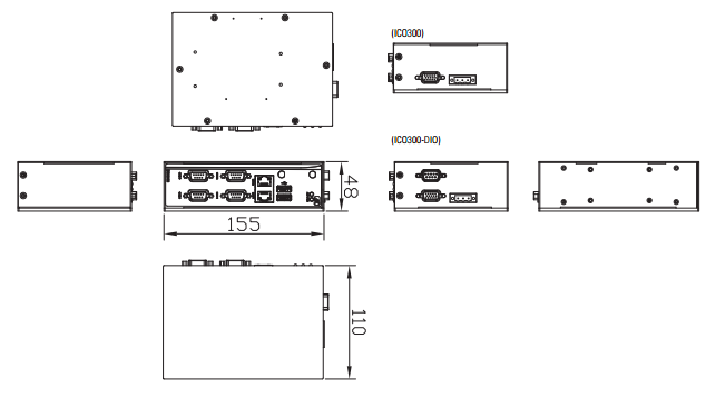 EBX300 Wide Temperature Fanless Embedded System with 4x COM and Optional DIO-2005